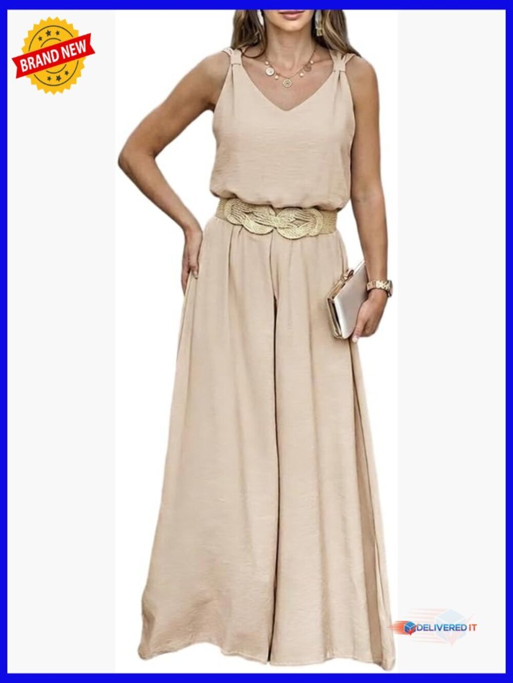 Sleeveless Twist Tank Top & Wide Leg Pant Set Travel Outfit